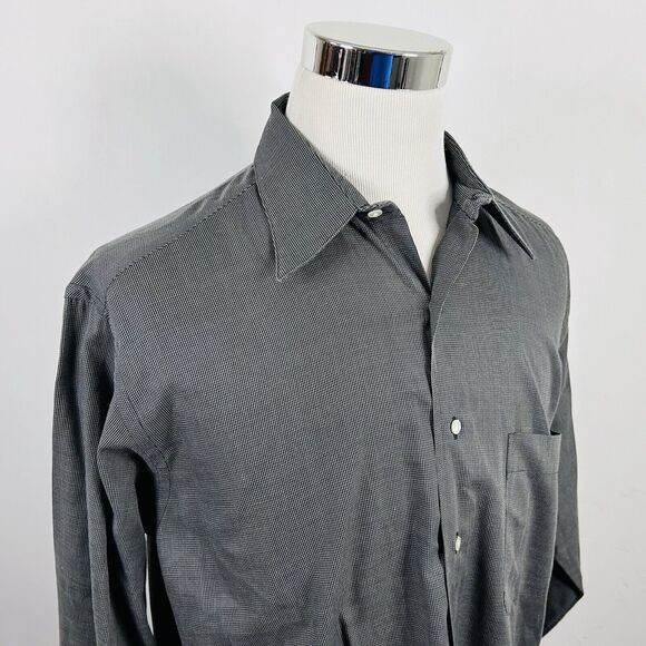 Gitman Bros 16.5 34 Vintage Style Dress Shirt Gray Cotton Button Front USA Made - Picture 1 of 5